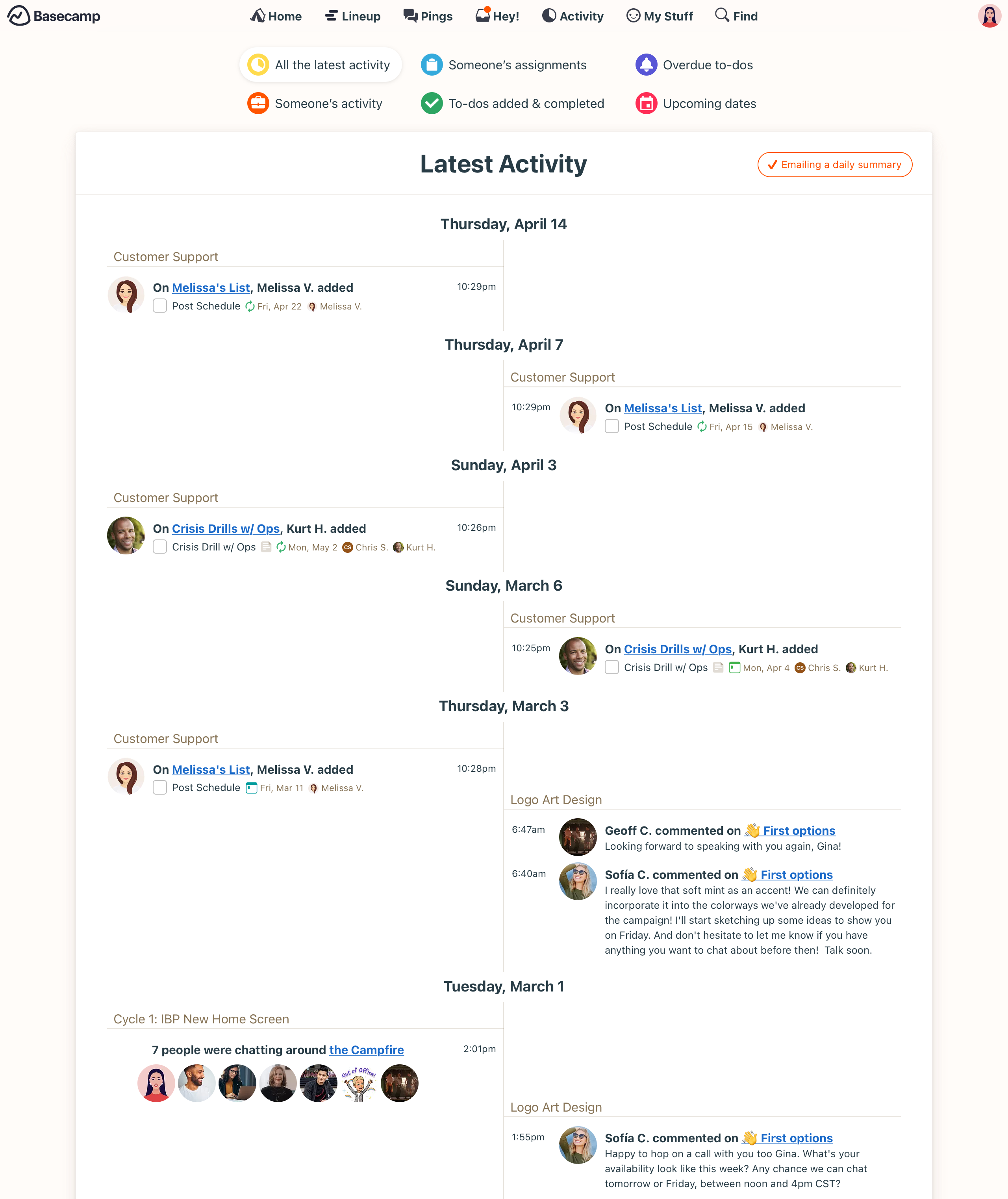 Screenshot of app Basecamp3