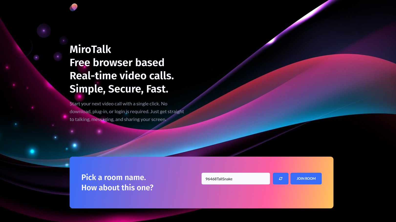 Screenshot of app Mirotalk